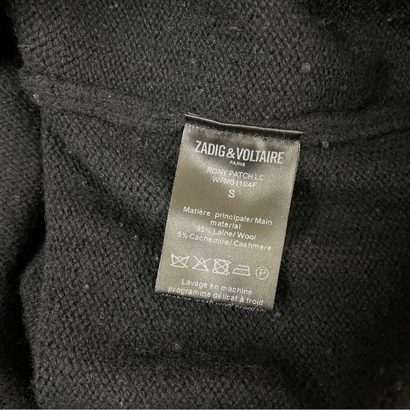 Zadig & Voltaire Ronnie Patch Sequin Star Cashmere Wool Sweater - Picture 12 of 14